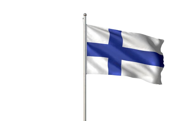 Флаг Финляндии, размахивающий белым фоном 3D иллюстрация — стоковое фото