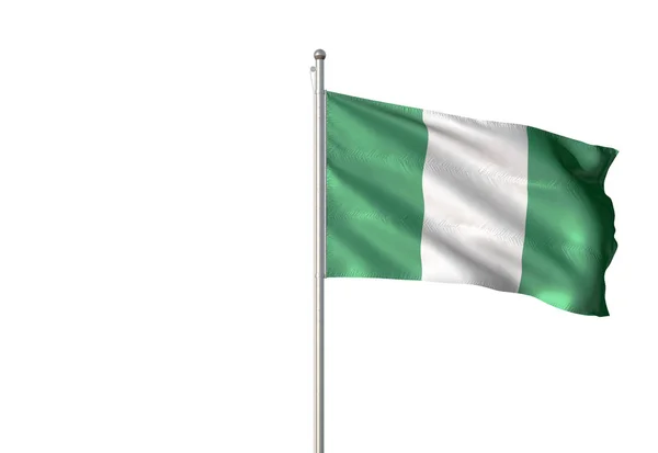Nigeria flag waving isolated white background 3D illustration — Stock Photo, Image