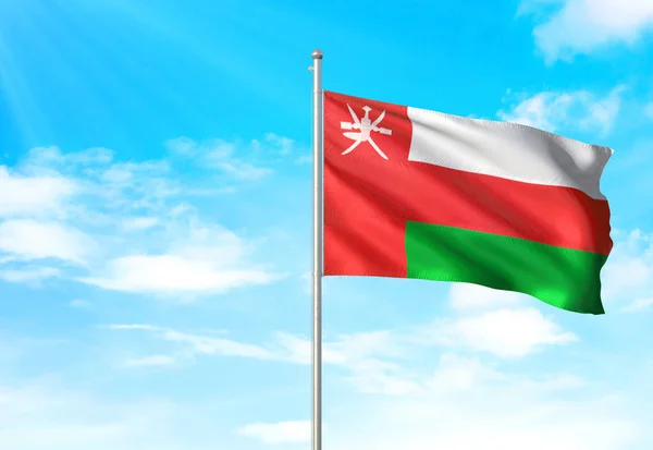 Oman drapeau agitant ciel arrière-plan illustration 3D — Photo