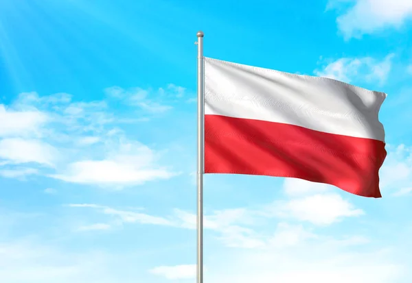 Pologne drapeau agitant ciel arrière-plan Illustration 3D — Photo
