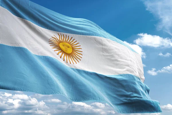 Argentina flagga vajande himmel bakgrund 3d illustration — Stockfoto