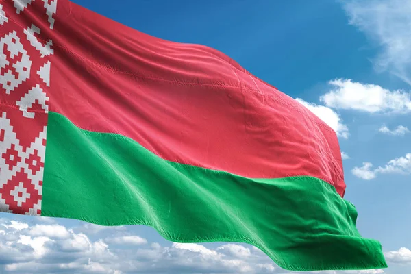 Belarus flag waving sky background 3D illustration — Stock Photo, Image