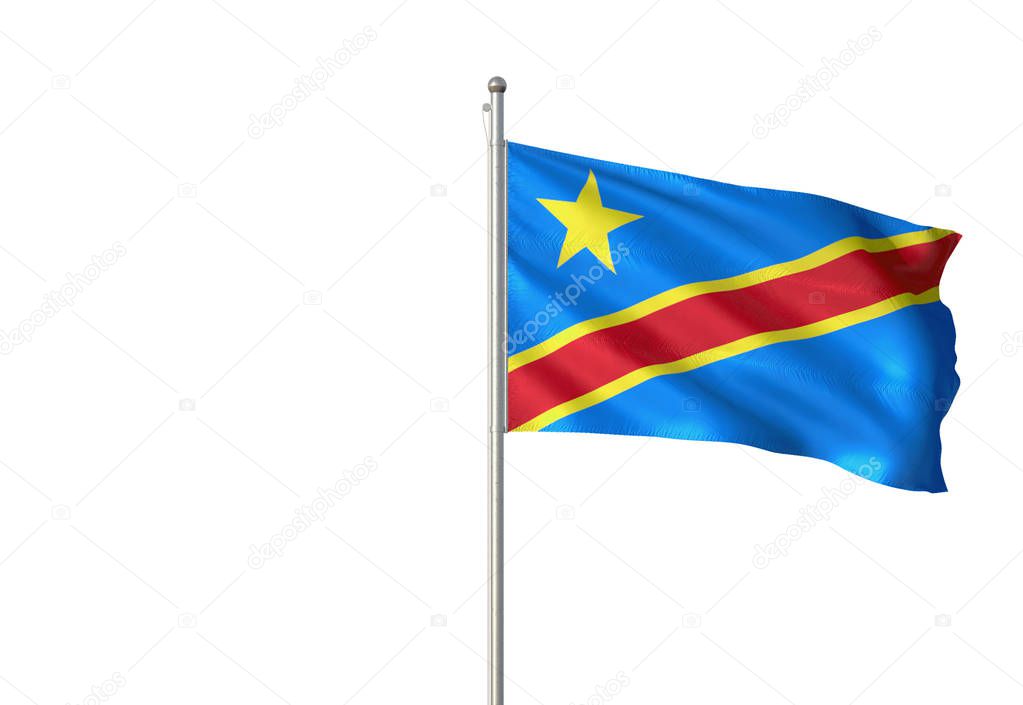Congo flag waving isolated white background 3D illustration
