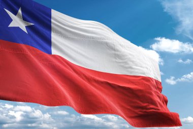 Şili bayrak sallayarak Sky 3d resimde arka plan