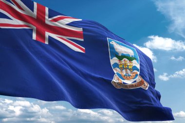 Falkland Adaları sallayarak gökyüzü arka plan 3d resimde bayrak