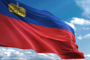 Lihtenştayn bayrağı sallayarak Sky 3d resimde arka plan