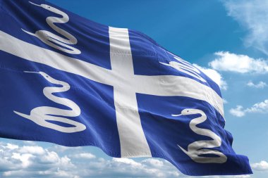 Martinique bayrak sallayarak Sky 3d resimde arka plan