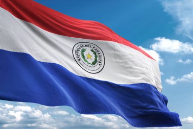 Paraguay bayrak sallayarak Sky 3d resimde arka plan