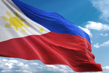 Filipinler bayrağı sallayarak gökyüzü arka plan 3d çizim