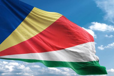 Seyşeller bayrak sallayarak Sky 3d resimde arka plan