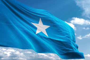 Somali bayrak sallayarak Sky 3d resimde arka plan