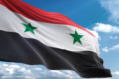 Suriye bayrağı sallayarak Sky 3d resimde arka plan