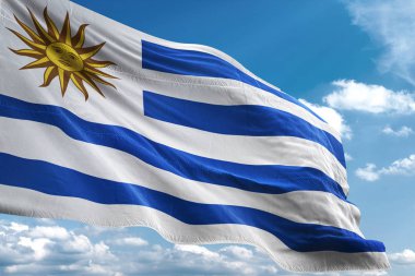 Uruguay bayrak sallayarak Sky 3d resimde arka plan