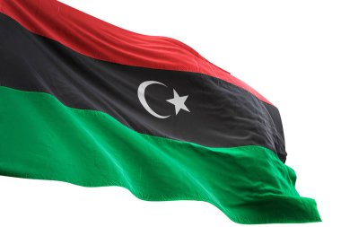 Libya bayrağı sallayarak izole beyaz arka plan 3d çizim