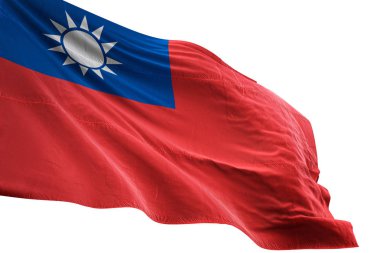 Tayvan bayrağı sallayarak izole beyaz arka plan 3d çizim