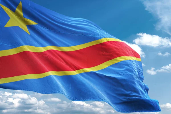 Bandeira do Congo acenando fundo céu ilustração 3D — Fotografia de Stock