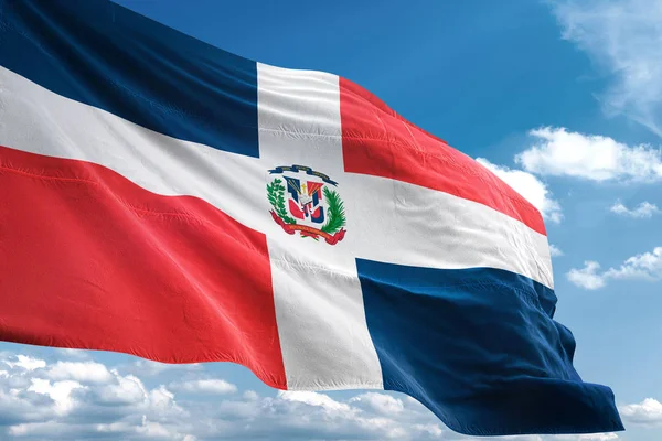 Домініканська Республіка прапор махав небо тло 3d ілюстрація — стокове фото