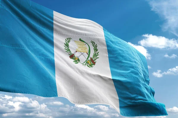Guatemala flag waving sky background 3D illustration — Stock Photo, Image