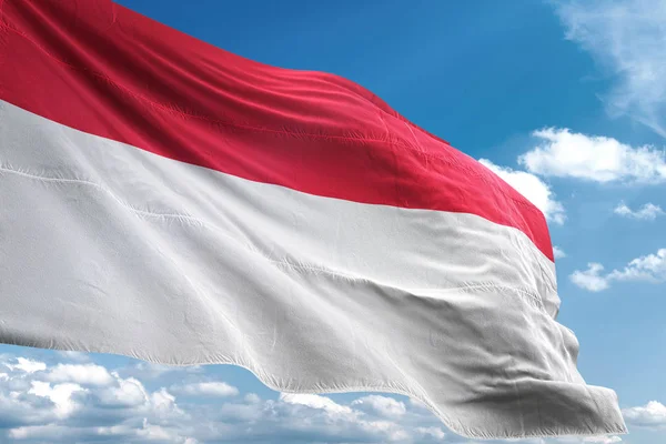Indonesia flag waving sky background 3D illustration