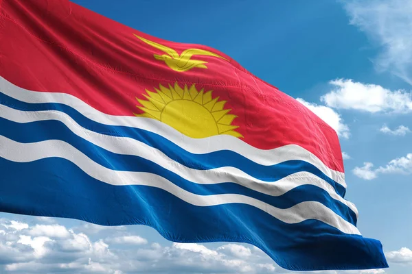Kiribati bandiera sventola cielo sfondo 3D illustrazione — Foto Stock
