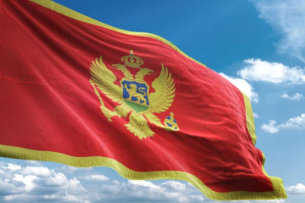 Чорногорія прапор махав небо тло 3d ілюстрація — стокове фото