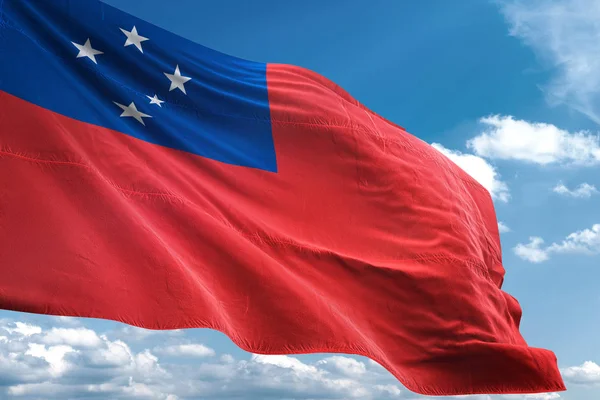 Bandeira de Samoa acenando fundo céu ilustração 3D — Fotografia de Stock
