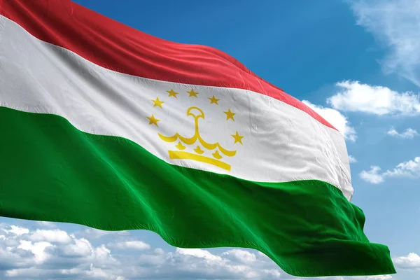 Tadzjikistan vlag zwaaien hemel achtergrond 3d illustratie — Stockfoto