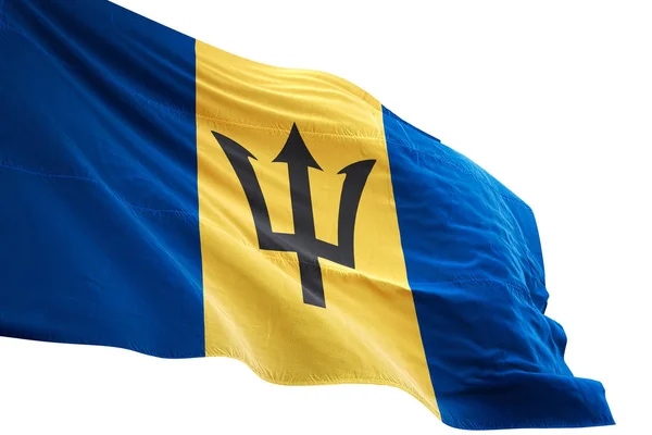 Bandera de Barbados ondeando fondo blanco aislado ilustración 3D —  Fotos de Stock