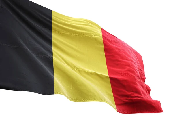 Bandera de Bélgica ondeando fondo blanco aislado ilustración 3D — Foto de Stock