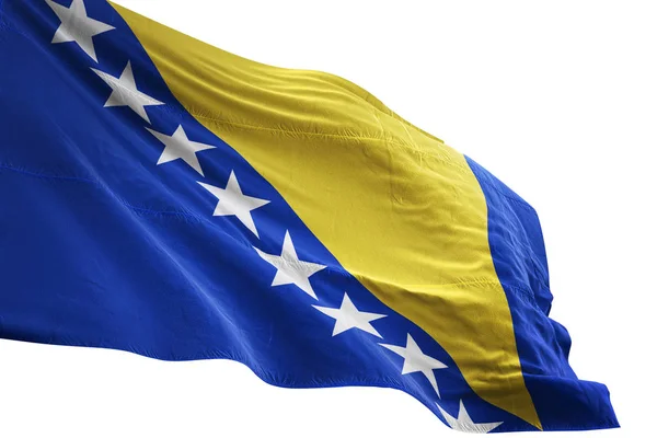 Bosnië en Herzegovina vlag zwaaien geïsoleerde witte achtergrond 3d illustratie — Stockfoto