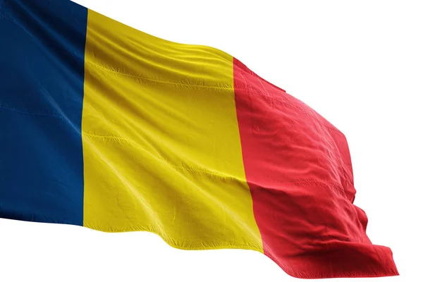 Tsjaad vlag zwaaien geïsoleerde witte achtergrond 3d illustratie — Stockfoto