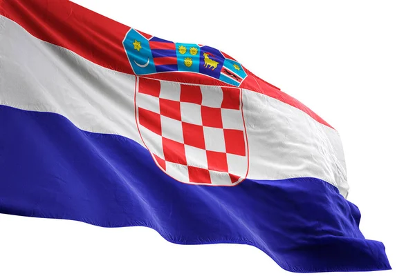 Прапор Хорватії розмахував ізольованих білий фон 3d ілюстрація — стокове фото