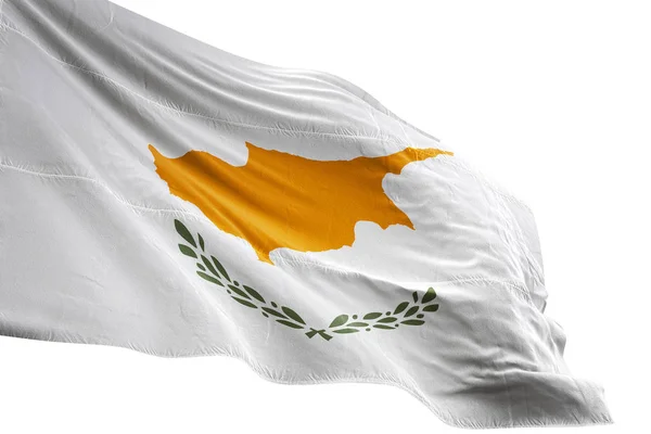 塞浦路斯国旗挥舞被隔绝的白色背景3d 例证 — 图库照片