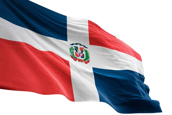 Bandeira da República Dominicana acenando isolado fundo branco ilustração 3D — Fotografia de Stock