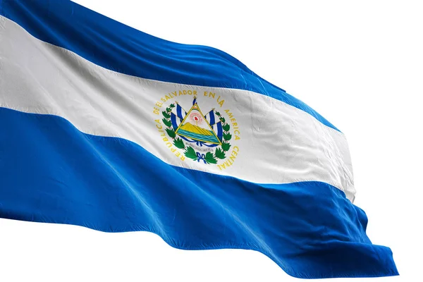 El Salvador bandeira acenando isolado fundo branco ilustração 3D — Fotografia de Stock