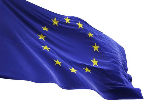 Drapelul Uniunii Europene flutură fundal alb izolat ilustrare 3D — Fotografie, imagine de stoc