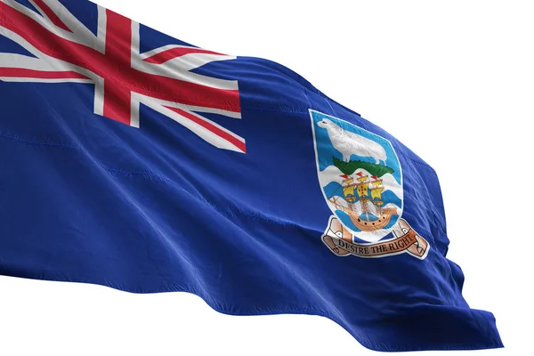 Bandera de las Islas Malvinas ondeando fondo blanco aislado ilustración 3D — Foto de Stock
