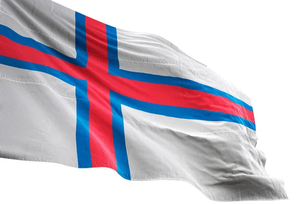 Bandera de las Islas Feroe ondeando fondo blanco aislado ilustración 3D —  Fotos de Stock