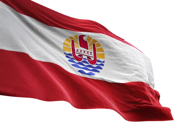 Bendera Polinesia Prancis melambaikan ilustrasi 3D berlatar belakang putih yang terisolasi — Stok Foto