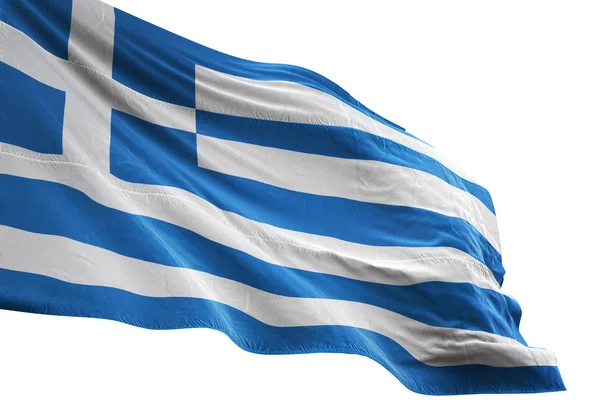 Greece flag waving isolated white background 3D illustration — Stock Photo, Image