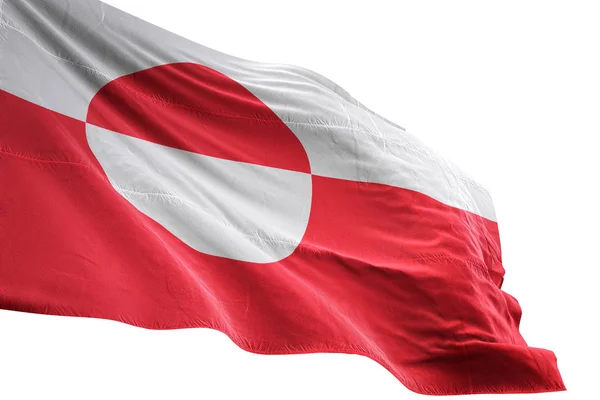 格陵兰旗子挥动被隔绝的白色背景3d 例证 — 图库照片