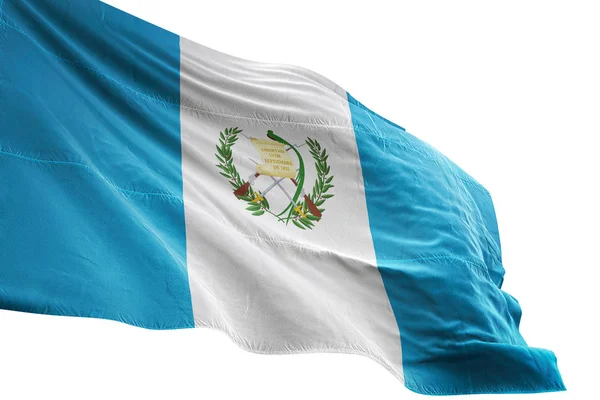 Guatemala bayrağı sallayarak izole beyaz arka plan 3d çizim — Stok fotoğraf
