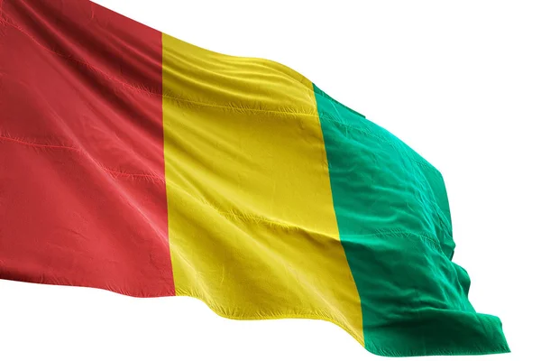 Flaga Gwinei macha na białym tle ilustracja 3d — Zdjęcie stockowe