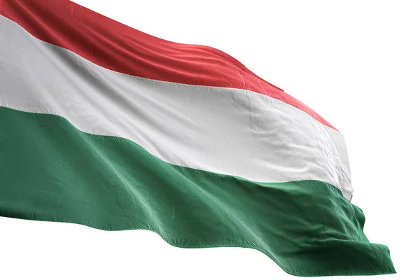 Bandera de Hungría ondeando fondo blanco aislado ilustración 3D — Foto de Stock