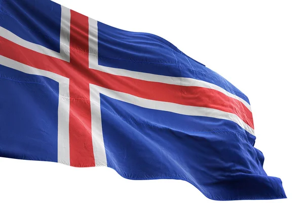 Bandera de Islandia ondeando fondo blanco aislado ilustración 3D —  Fotos de Stock