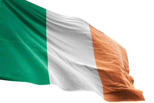 Ireland flag waving isolated white background 3D illustration — 图库照片
