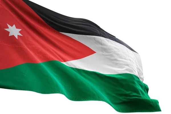 Jordanische Flagge schwenkt isoliert weißen Hintergrund 3d Illustration — Stockfoto