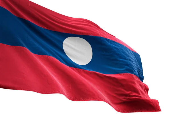 Laos flag waving isolated white background 3D illustration — Stock Photo, Image
