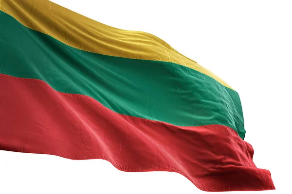Litauen Flagge schwenkt isoliert weißen Hintergrund 3d Illustration — Stockfoto
