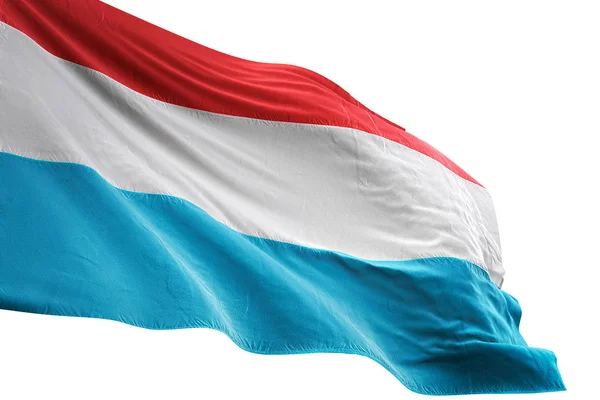 Lucembursko vlajka mávání izolované bílé pozadí 3d obrázek — Stock fotografie